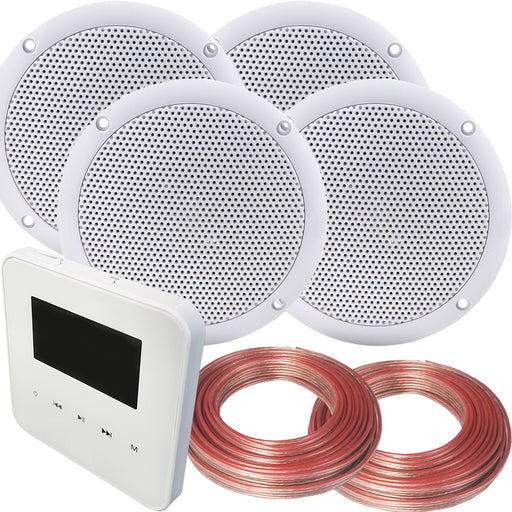 100W WiFi & Bluetooth Wall Mounted Amplifier & 4x 80W Stereo Ceiling Speaker Kit