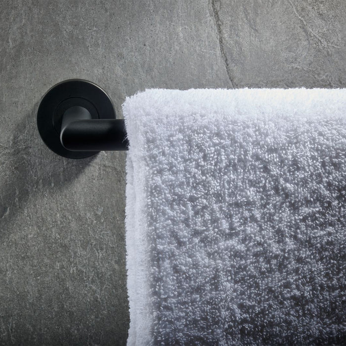 Mitred Bathroom Single Towel Rail Concealed Fix 600mm Centres Matt Black