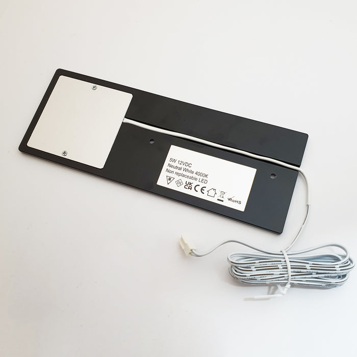 3x MATT BLACK Ultra-Slim Rectangle Under Cabinet Kitchen Light & Driver Kit - Natural White LED