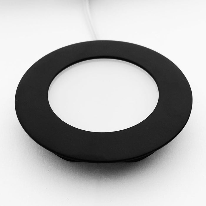 2x MATT BLACK Round Surface or Flush Under Cabinet Kitchen Light & Driver Kit - Natural White LED