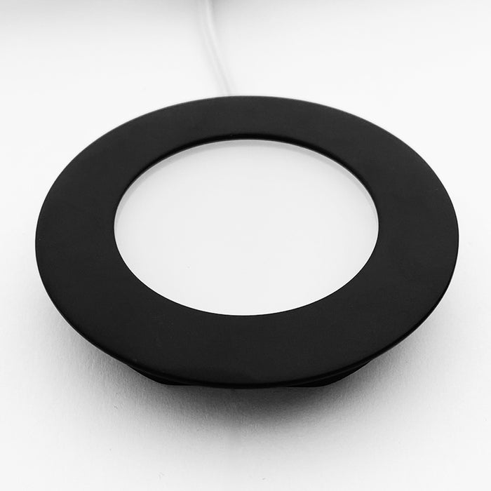 1x MATT BLACK Round Surface or Flush Under Cabinet Kitchen Light & Driver Kit - Natural White LED