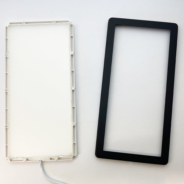 2x MATT BLACK Ultra-Slim Rectangle Under Cabinet Kitchen Light & Driver Kit - Natural White Diffused LED