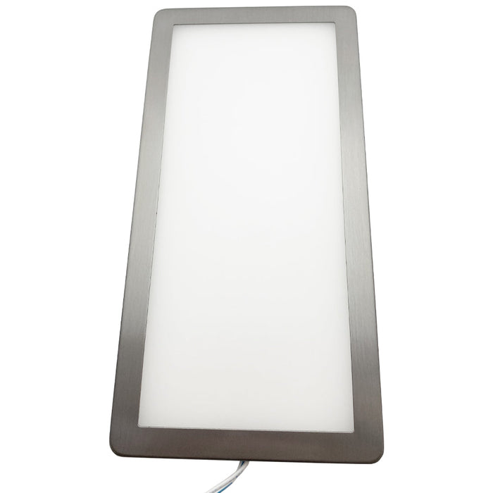 3x BRUSHED NICKEL Ultra-Slim Rectangle Under Cabinet Kitchen Light & Driver Kit - Natural White Diffused LED