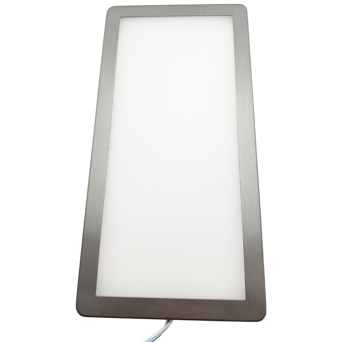 1x BRUSHED NICKEL Ultra-Slim Rectangle Under Cabinet Kitchen Light & Driver Kit - Natural White Diffused LED
