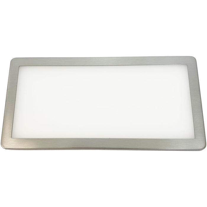 6x BRUSHED NICKEL Ultra-Slim Rectangle Under Cabinet Kitchen Light & Driver Kit - Warm White Diffused LED
