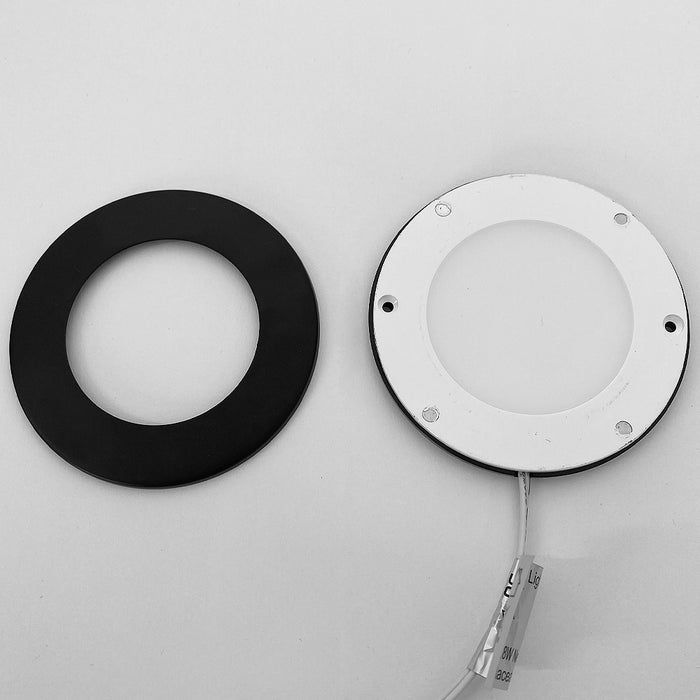 4x MATT BLACK Ultra-Slim Round Under Cabinet Kitchen Light & Driver Kit - Warm White Diffused LED