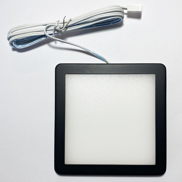 5x MATT BLACK Ultra-Slim Square Under Cabinet Kitchen Light & Driver Kit - Warm White Diffused LED