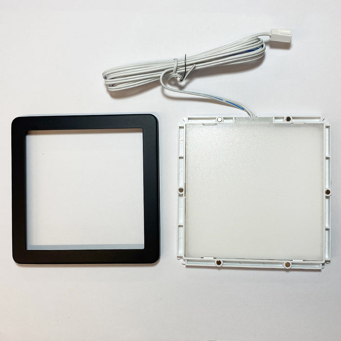 6x MATT BLACK Ultra-Slim Square Under Cabinet Kitchen Light & Driver Kit - Warm White Diffused LED
