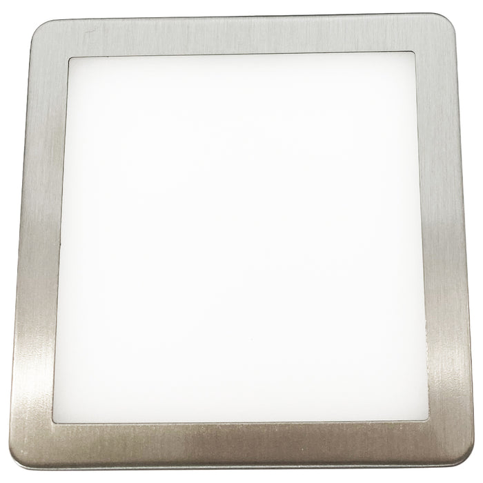 5x BRUSHED NICKEL Ultra-Slim Square Under Cabinet Kitchen Light & Driver Kit - Warm White Diffused LED