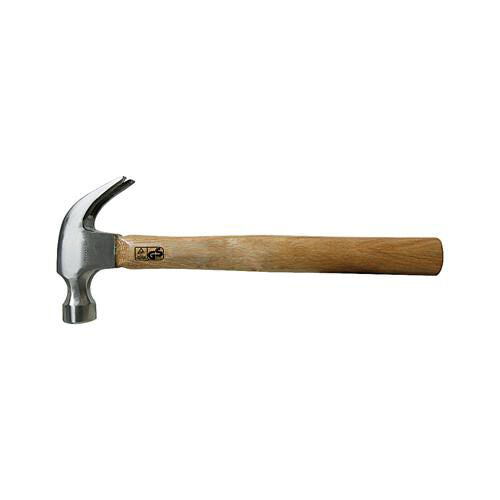 16oz Hardwood Shaft Claw Hammer Steel Head Polished Striking Face Loops