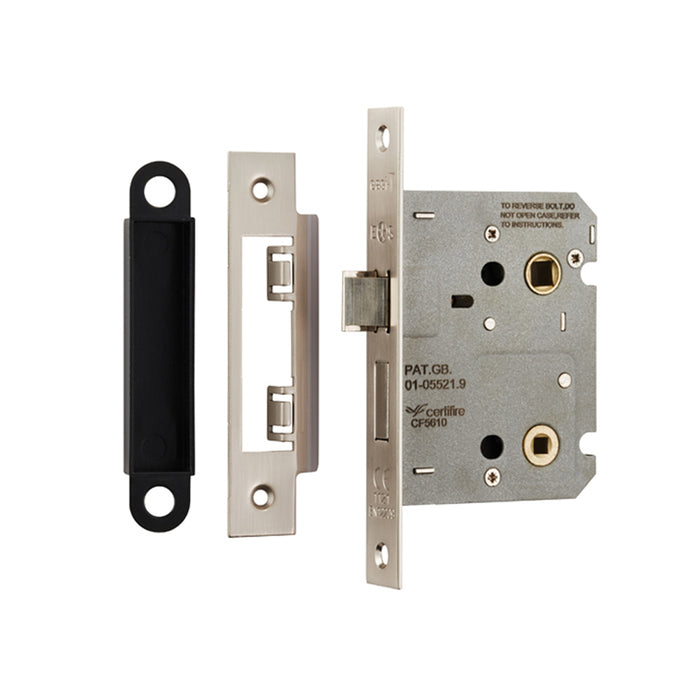 76mm Locking Bathroom Door Sashlock Latch - Square Forend - Select A Finish - LoopsDirect