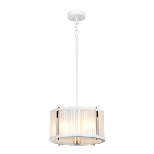 2 Bulb Ceiling Pendant White Satin Painted   Highly Polished Nickel LED E27 60W Loops
