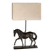 Table Lamp Large Horse Statuette Natural Hessian Shade Bronze Patina LED E27 40w Loops
