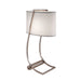Table Lamp USB Port in Base White Cotton Fabric Shade Brushed Steel LED E27 60W Loops