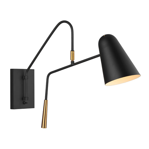 Wall Light Adjustable Head Midnight Black Burnished Brass Accents LED E27 60W Loops