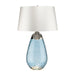 Table Lamp Blue tinted Glass & Off White Shade LED E27 60W Bulb d01881 Loops