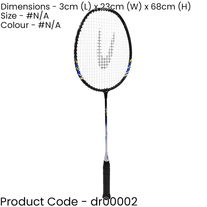 Phantom Adult Badminton Racket - Black Steel Alloy Frame Comfort Grip Beginner
