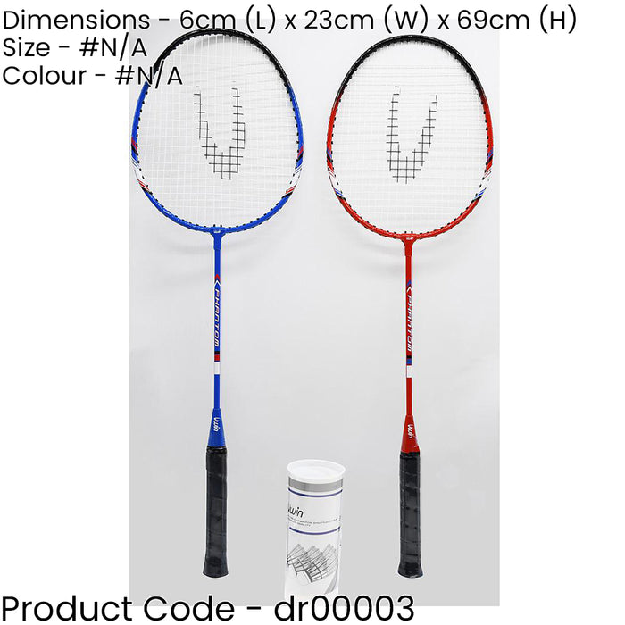Phantom Adult 2 Player Badminton Racket & Shuttlecock Set - Casual Novice Frame