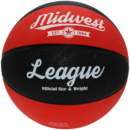 Size 6 Red & Black League Basketball Ball - High Grip Rubber Durable Outdoor