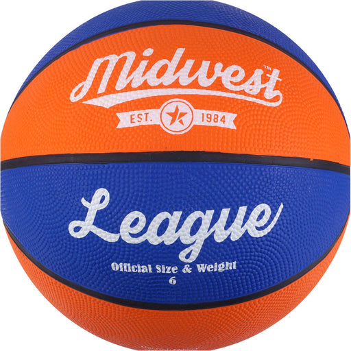 Size 6 Blue & Orange League Basketball Ball - High Grip Rubber Durable Outdoor