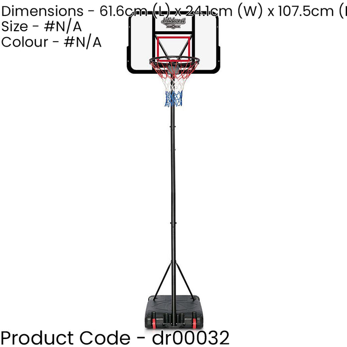 8 - 10 Feet Basketball Stand Net - Adjustable Height Hoop - Portable Base Garden
