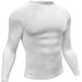 S - WHITE Adult Long Sleeve Baselayer Compression Shirt Unisex Training Gym Top
