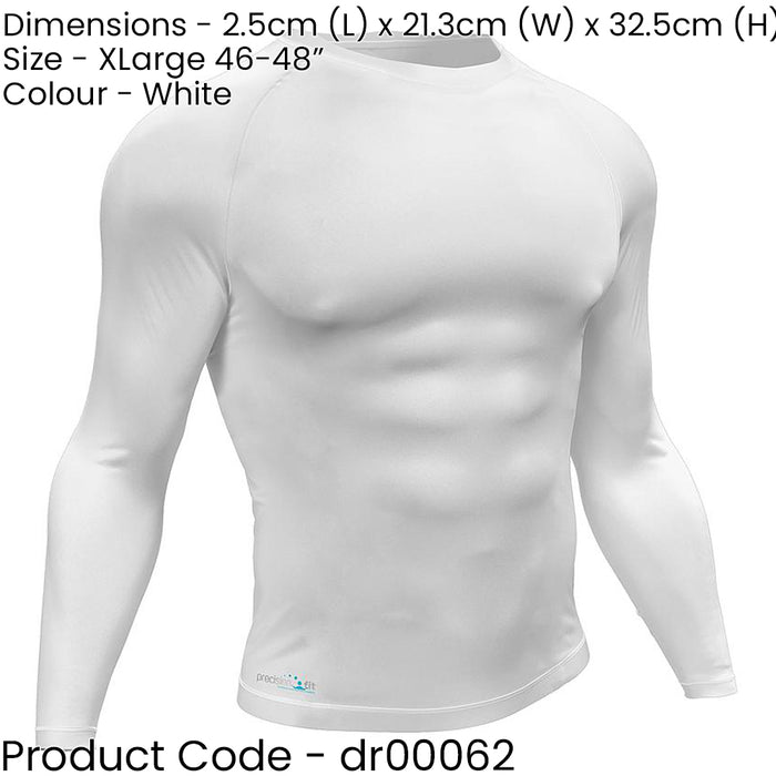 XL - WHITE Adult Long Sleeve Baselayer Compression Shirt Unisex Training Gym Top