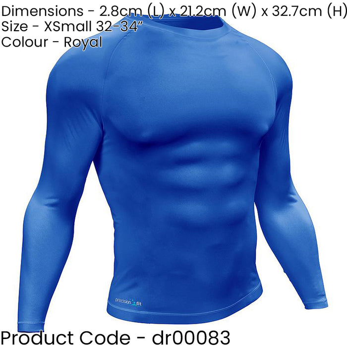 XS - BLUE Adult Long Sleeve Baselayer Compression Shirt Unisex Training Gym Top
