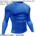 L - BLUE Adult Long Sleeve Baselayer Compression Shirt - Unisex Training Gym Top