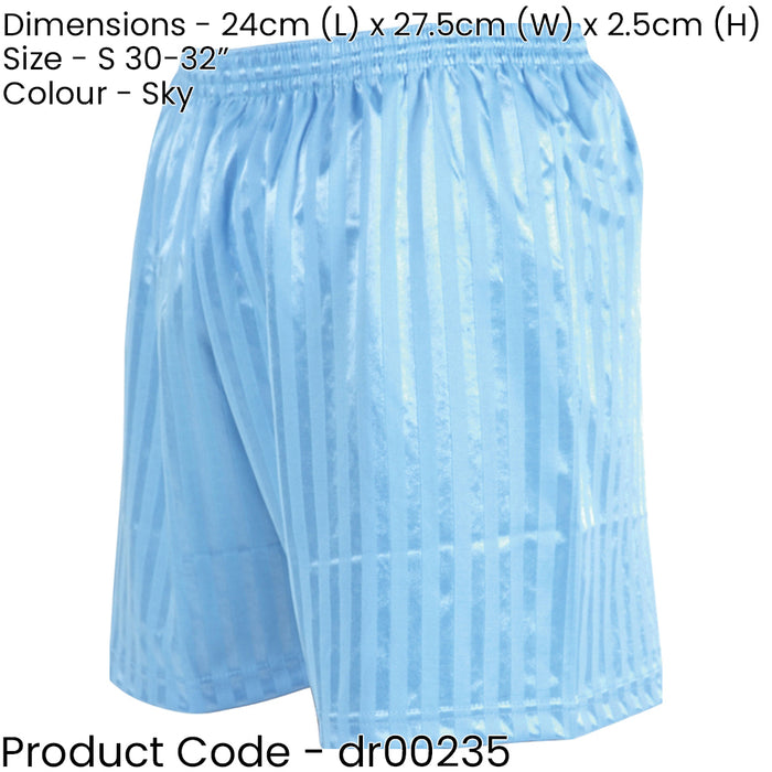 S - SKY BLUE Adult Sports Continental Stripe Training Shorts Bottoms - Football