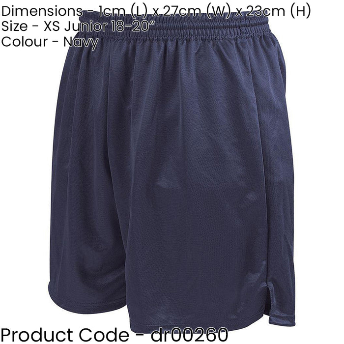 XS - NAVY Junior Soft Touch Elasticated Training Shorts Bottoms - Football Gym