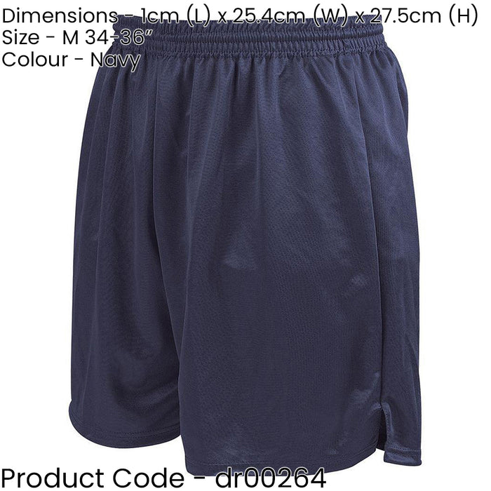 M - NAVY Adult Soft Touch Elasticated Training Shorts Bottoms - Football Gym