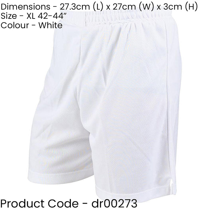 XL - WHITE Adult Soft Touch Elasticated Training Shorts Bottoms - Football Gym