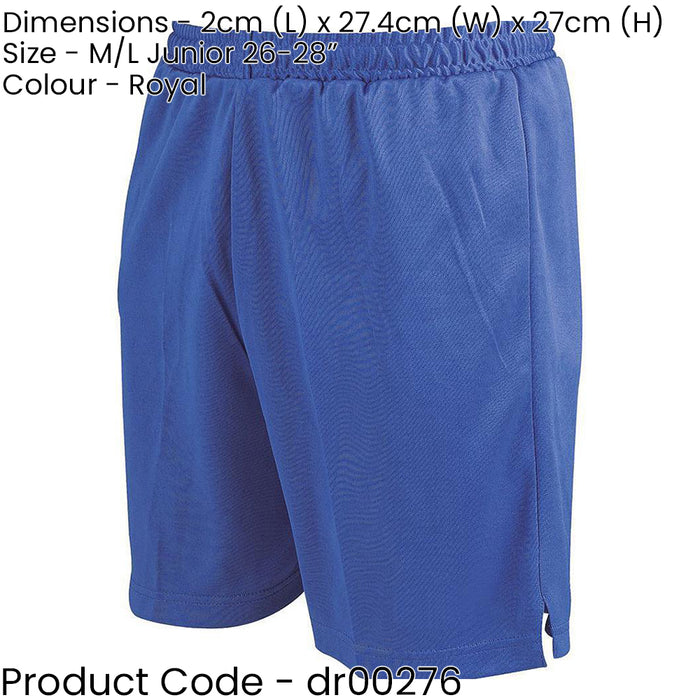M/L - ROYAL BLUE Junior Soft Touch Elasticated Training Shorts Bottoms Football