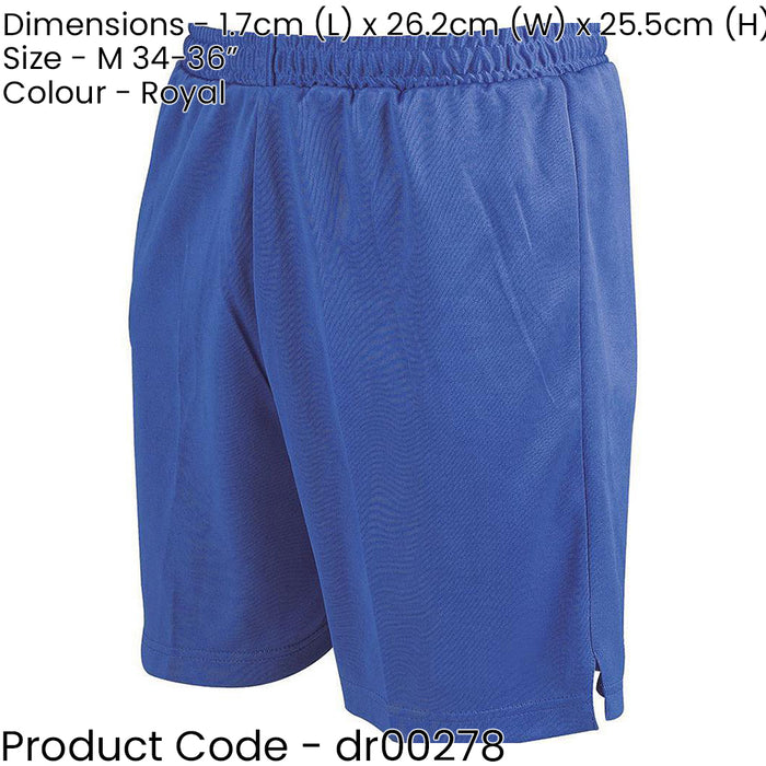 M - ROYAL BLUE Adult Soft Touch Elasticated Training Shorts Bottoms Football Gym