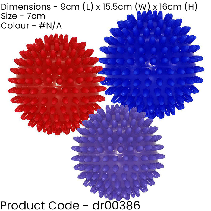 3 PACK - 7 8 & 9cm Spikey Massage Muscle Ball Roller Set - DOMS Relief Recovery 