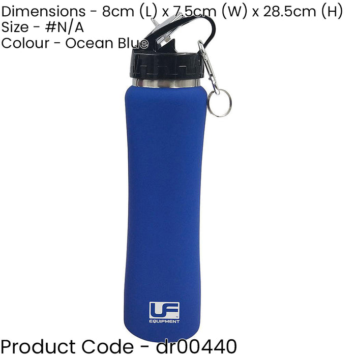 500ml Blue Insulated Keep Cool Water Bottle - Stainless Steel Flip-Up Mouthpiece