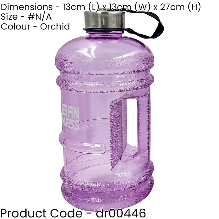 2.2L Large Water Bottle - Gym Keg Barrel - PINK Screw Top & Sturdy Handle