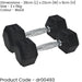 Pro Dumbbell Pair - 2x 5KG Rubber Coated Hex Dumb-Bells - Knurled Steel Handle