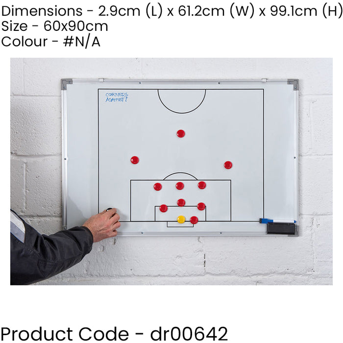 90 x 60cm Magnetic Double Sided Football Tactics Board - Wall Mounted Markers