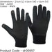 JUNIOR Fleece Lined Football Training Gloves - Black Elasticated Warm Hands