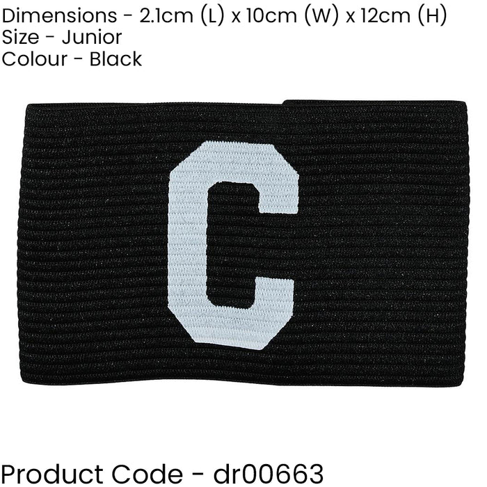 Junior Captains Armband - BLACK - Football Rugby Sports Arm Bands Big C