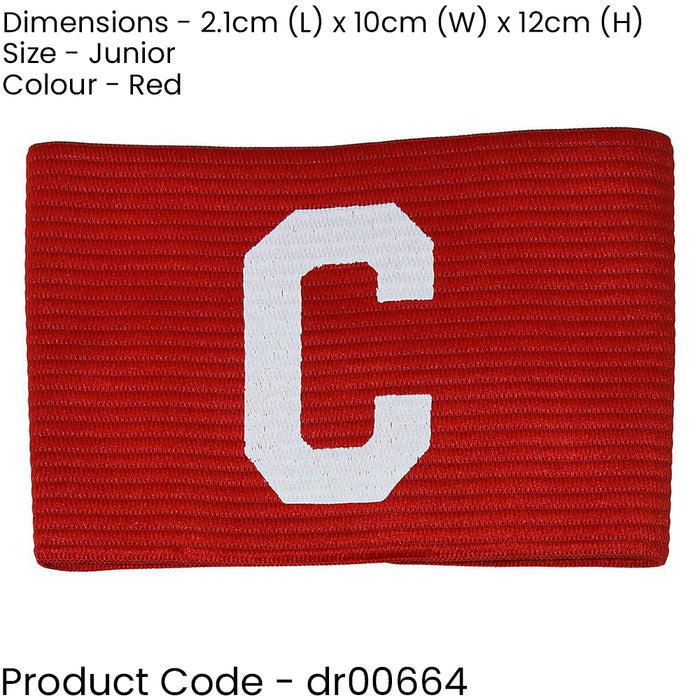 Junior Captains Armband - RED - Football Rugby Sports Arm Bands Big C
