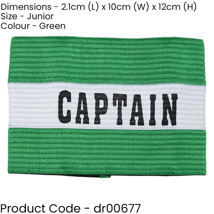 Adult Captains Armband - GREEN - Football Rugby Sports Arm Bands - White Strap