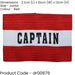 Adult Captains Armband - RED - Football Rugby Sports Arm Bands - White Strap