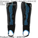 L - Football Shin Pads & Ankle Guards BLACK/CYAN High Impact Slip On Leg Cover