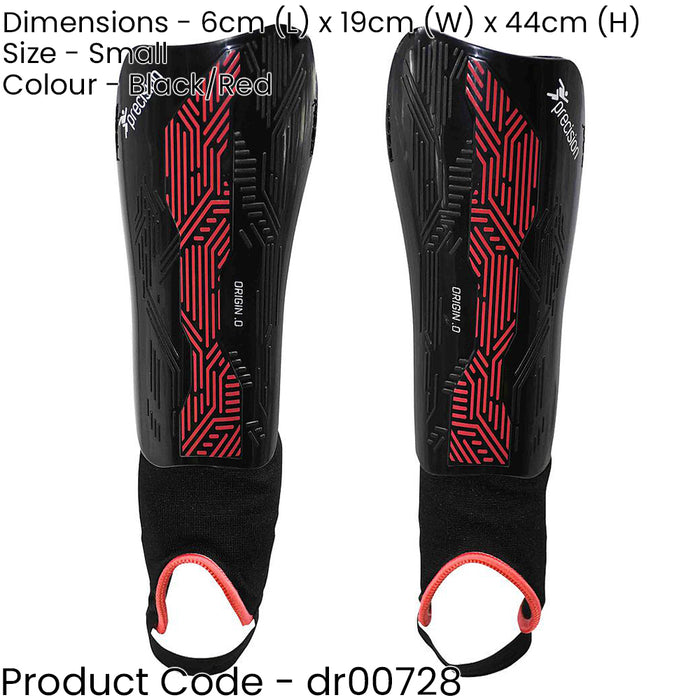 S - Football Shin Pads & Ankle Guards BLACK/RED High Impact Slip On Leg Cover