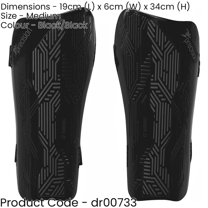 M - Football Shin Pad Guards - BLACK/BLACK - High Impact Wrap Around Leg Cover