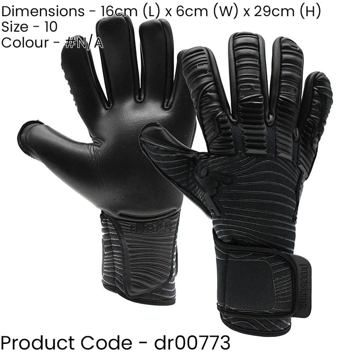 Size 10 Professional ADULT Goal Keeping Gloves - ELITE 2.0 BLACKOUT Keeper Glove