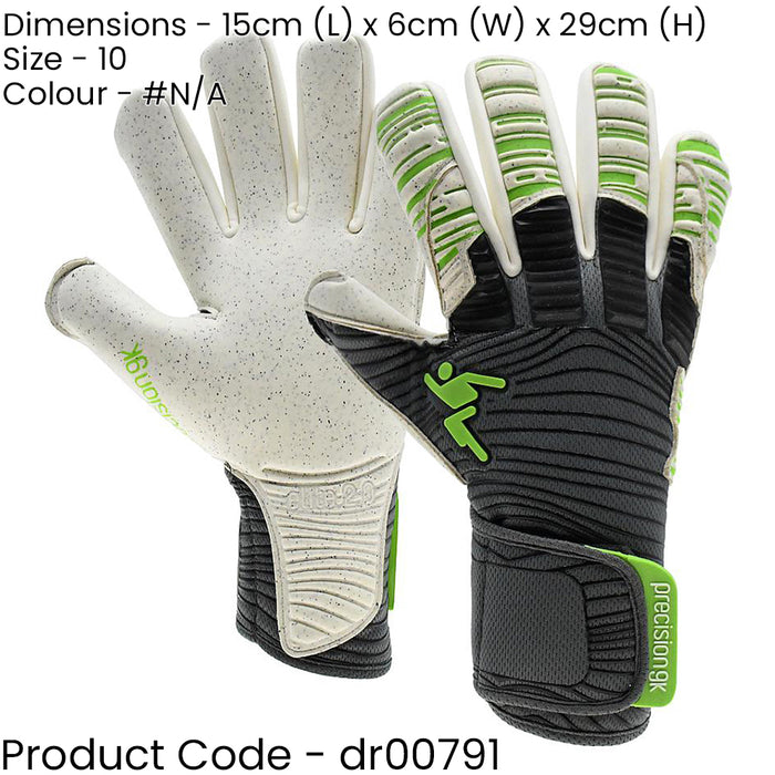Size 10 Professional ADULT Goal Keeping Gloves - ELITE 2.0 Black & Quartz Keeper